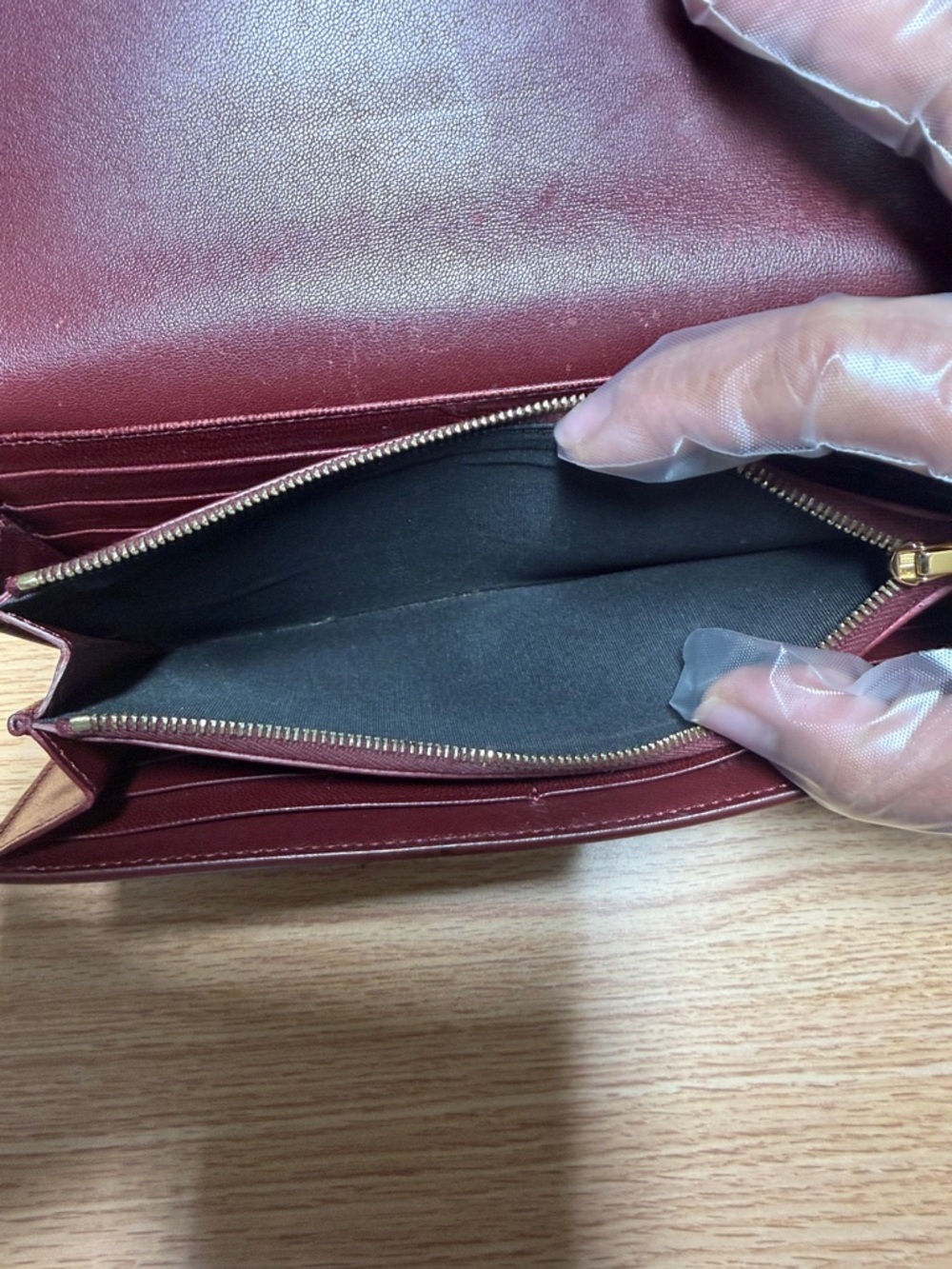 Celine Burgundy Leather Foldover Wallet (authentic) - Picture 7 of 16